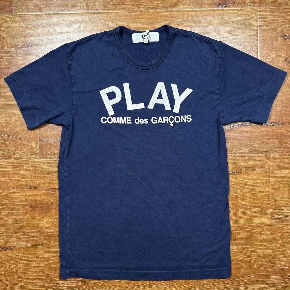 Comme Des Garcons Play T Shirt Mens S Blue Short Sleeve Crew Neck Designer City